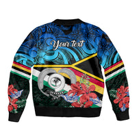 Personalised Torba Vanuatu Sleeve Zip Bomber Jacket Sand Drawing With Polynesian Pattern LT9 - Polynesian Pride