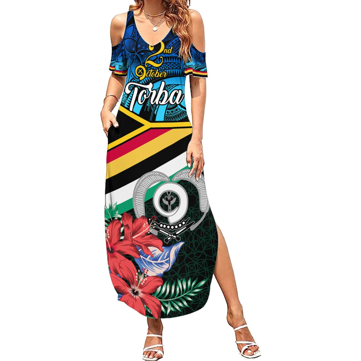Personalised Torba Vanuatu Summer Maxi Dress Sand Drawing With Polynesian Pattern LT9 Women Black - Polynesian Pride