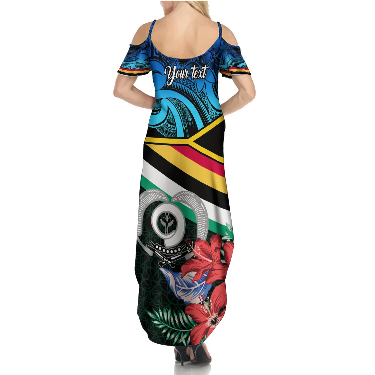 Personalised Torba Vanuatu Summer Maxi Dress Sand Drawing With Polynesian Pattern LT9 - Polynesian Pride