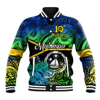 Malampa Day Baseball Jacket Vanuatu Flowers with Malampa Emblem Tribal Pattern LT9 Unisex Black - Polynesian Pride