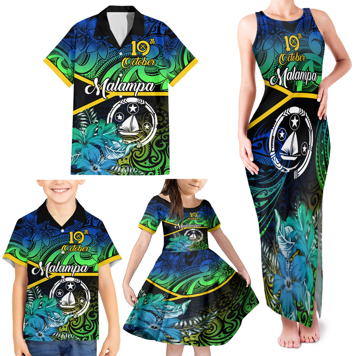 malampa-day-family-matching-tank-maxi-dress-and-hawaiian-shirt-vanuatu-flowers-with-malampa-emblem-tribal-pattern