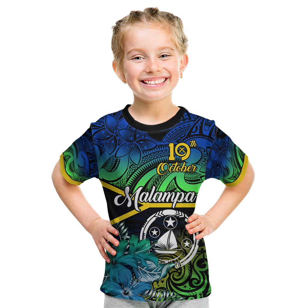 Malampa Day Kid T Shirt Vanuatu Flowers with Malampa Emblem Tribal Pattern LT9 Black - Polynesian Pride