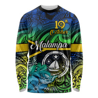 Malampa Day Long Sleeve Shirt Vanuatu Flowers with Malampa Emblem Tribal Pattern LT9 Unisex Black - Polynesian Pride