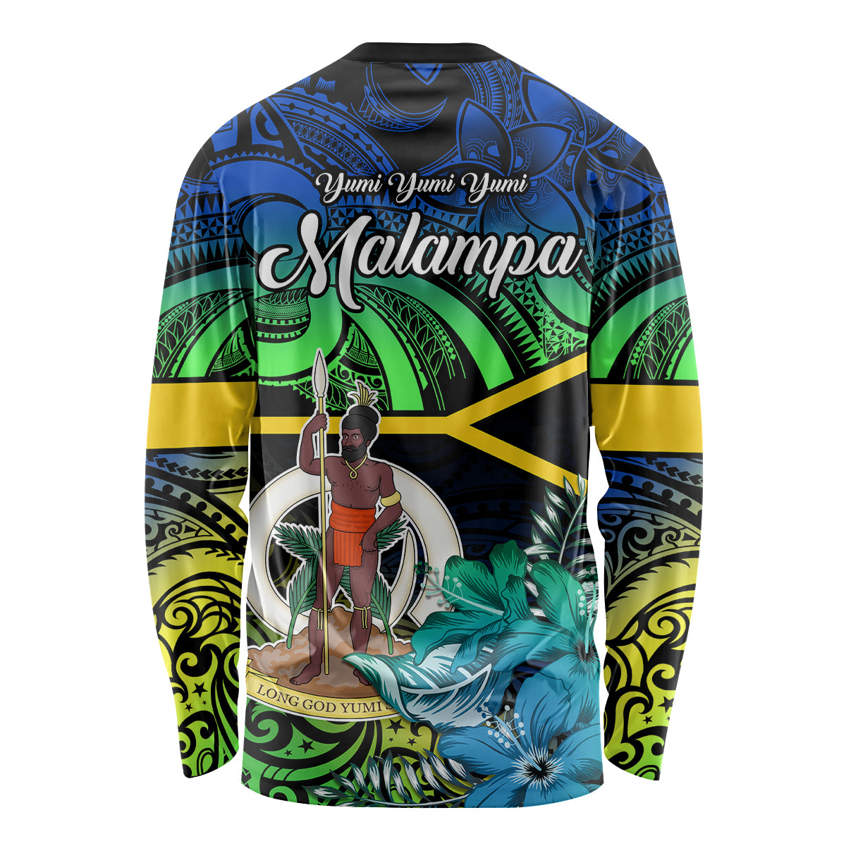 Malampa Day Long Sleeve Shirt Vanuatu Flowers with Malampa Emblem Tribal Pattern LT9 - Polynesian Pride