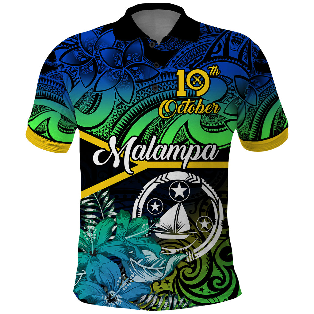 Malampa Day Polo Shirt Vanuatu Flowers with Malampa Emblem Tribal Pattern LT9 Black - Polynesian Pride