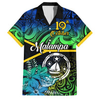 Personalised Malampa Day Hawaiian Shirt Vanuatu Flowers with Malampa Emblem Tribal Pattern LT9 Black - Polynesian Pride