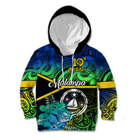 Personalised Malampa Day Kid Hoodie Vanuatu Flowers with Malampa Emblem Tribal Pattern LT9 Hoodie Black - Polynesian Pride