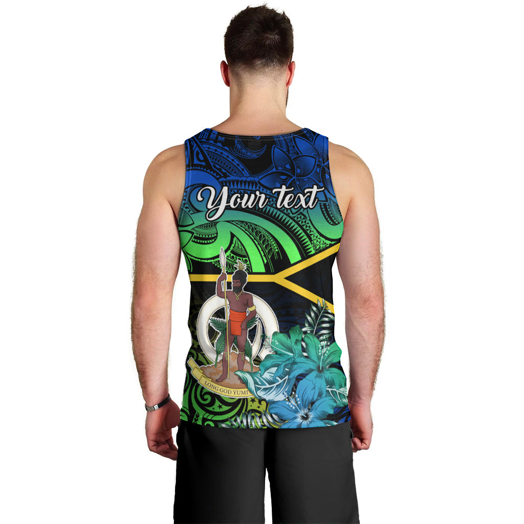 Personalised Malampa Day Men Tank Top Vanuatu Flowers with Malampa Emblem Tribal Pattern LT9 - Polynesian Pride