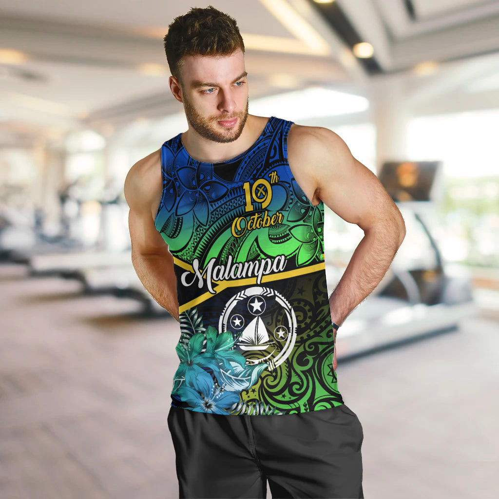 Personalised Malampa Day Men Tank Top Vanuatu Flowers with Malampa Emblem Tribal Pattern LT9 - Polynesian Pride