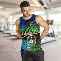 Personalised Malampa Day Men Tank Top Vanuatu Flowers with Malampa Emblem Tribal Pattern LT9 - Polynesian Pride