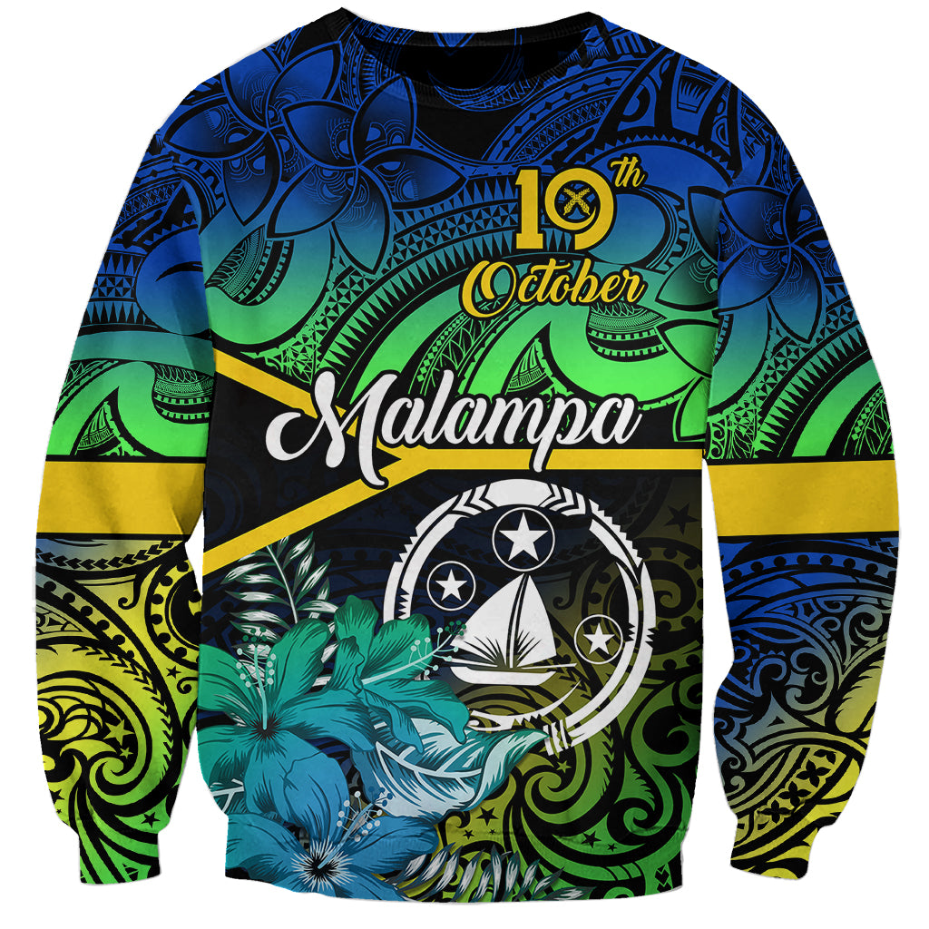 Personalised Malampa Day Sweatshirt Vanuatu Flowers with Malampa Emblem Tribal Pattern LT9 Unisex Black - Polynesian Pride