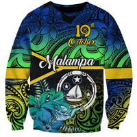 Personalised Malampa Day Sweatshirt Vanuatu Flowers with Malampa Emblem Tribal Pattern LT9 Unisex Black - Polynesian Pride