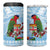 Melanesian Fiji 4 in 1 Can Cooler Tumbler Kula Bird with Tagimoucia Masi Tapa Pattern