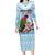 Melanesian Fiji Kula Bird Family Matching Long Sleeve Bodycon Dress and Hawaiian Shirt with Tagimoucia Masi Tapa Pattern