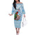 Melanesian Fiji Kula Bird Family Matching Off The Shoulder Long Sleeve Dress and Hawaiian Shirt with Tagimoucia Masi Tapa Pattern