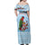 Melanesian Fiji Kula Bird Family Matching Off Shoulder Maxi Dress and Hawaiian Shirt with Tagimoucia Masi Tapa Pattern