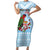 Melanesian Fiji Kula Bird Family Matching Short Sleeve Bodycon Dress and Hawaiian Shirt with Tagimoucia Masi Tapa Pattern