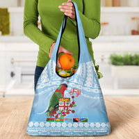 Melanesian Fiji Kula Bird Grocery Bag with Tagimoucia Masi Tapa Pattern