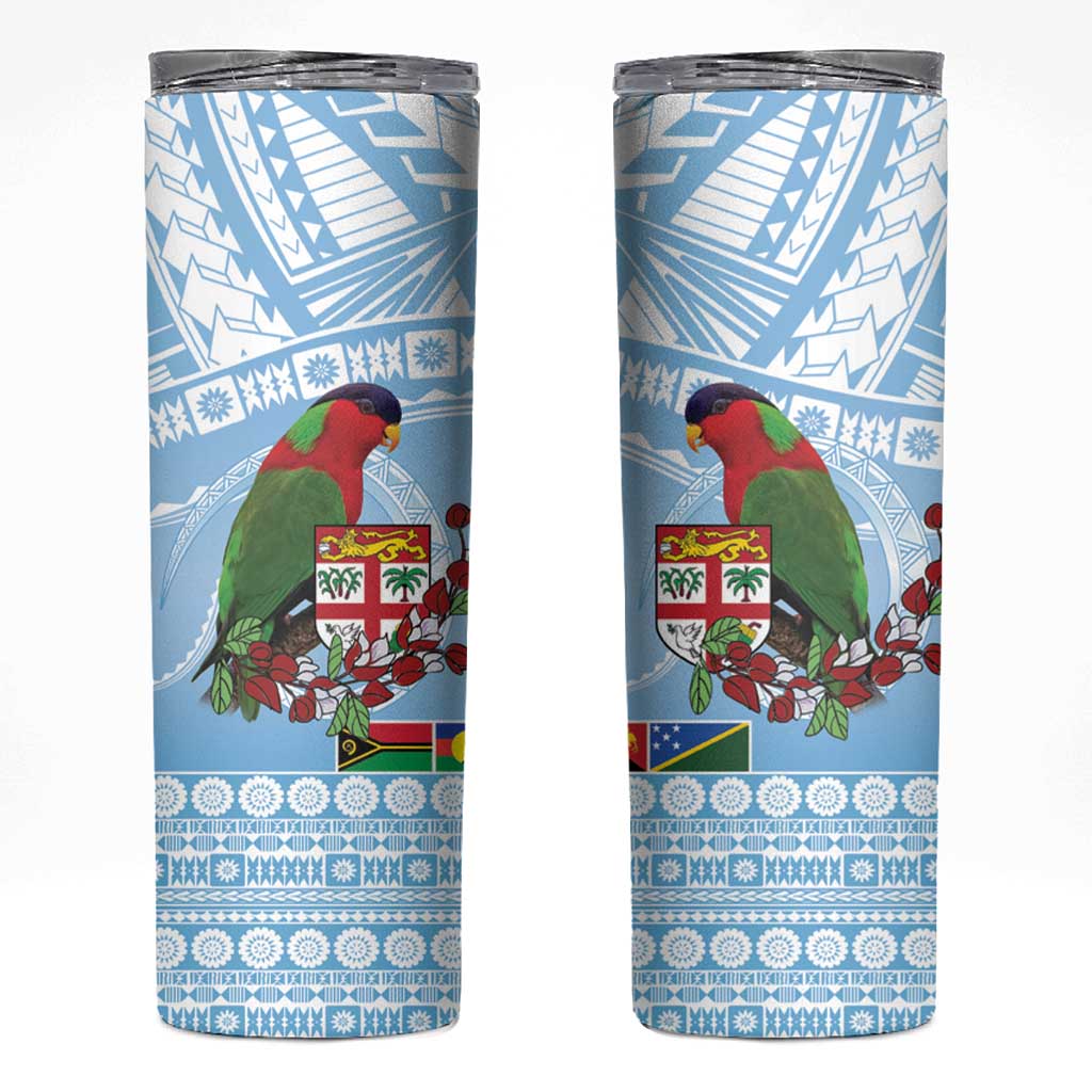 Melanesian Fiji Skinny Tumbler Kula Bird with Tagimoucia Masi Tapa Pattern