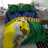 Melanesian New Caledonia Bedding Set Plumeria Kagu Bird and Nautilus Shell
