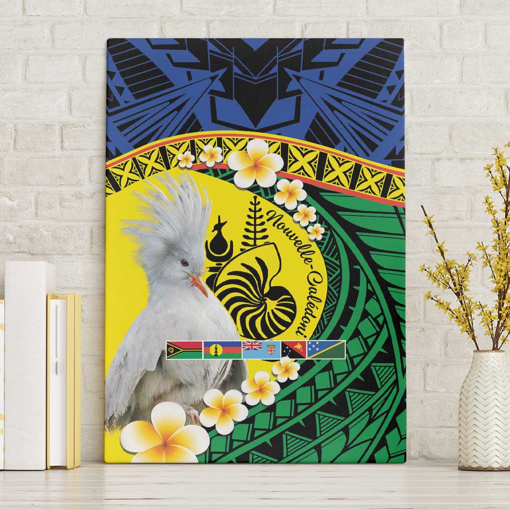 Melanesian New Caledonia Canvas Wall Art Plumeria Kagu Bird and Nautilus Shell