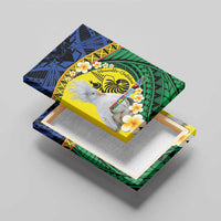 Melanesian New Caledonia Canvas Wall Art Plumeria Kagu Bird and Nautilus Shell