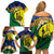 Melanesian New Caledonia Family Matching Off Shoulder Short Dress and Hawaiian Shirt Plumeria Kagu Bird and Nautilus Shell