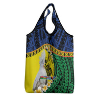 Melanesian New Caledonia Grocery Bag Plumeria Kagu Bird and Nautilus Shell