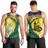 Melanesian New Caledonia Men Tank Top Plumeria Kagu Bird and Nautilus Shell