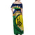 Melanesian New Caledonia Off Shoulder Maxi Dress Plumeria Kagu Bird and Nautilus Shell