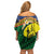 Melanesian New Caledonia Off Shoulder Short Dress Plumeria Kagu Bird and Nautilus Shell