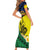 Melanesian New Caledonia Short Sleeve Bodycon Dress Plumeria Kagu Bird and Nautilus Shell