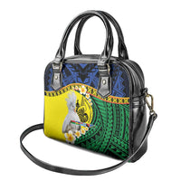 Melanesian New Caledonia Shoulder Handbag Plumeria Kagu Bird and Nautilus Shell