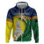 Melanesian New Caledonia Zip Hoodie Plumeria Kagu Bird and Nautilus Shell