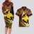 Melanesian Papua New Guinea Couples Matching Long Sleeve Bodycon Dress and Hawaiian Shirt Plumeria Bird of Paradise Tribal