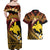 Melanesian Papua New Guinea Couples Matching Off Shoulder Maxi Dress and Hawaiian Shirt Plumeria Bird of Paradise Tribal