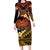 Melanesian Papua New Guinea Family Matching Long Sleeve Bodycon Dress and Hawaiian Shirt Plumeria Bird of Paradise Tribal