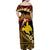 Melanesian Papua New Guinea Family Matching Off Shoulder Maxi Dress and Hawaiian Shirt Plumeria Bird of Paradise Tribal