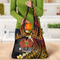 Melanesian Papua New Guinea Grocery Bag Plumeria Bird of Paradise Tribal