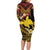 Melanesian Papua New Guinea Long Sleeve Bodycon Dress Plumeria Bird of Paradise Tribal