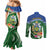 Melanesian Solomon Islands Couples Matching Mermaid Dress and Long Sleeve Button Shirt Tropical Shark Tattoo