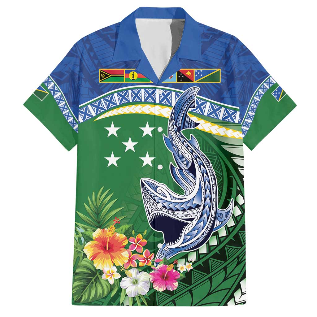 Melanesian Solomon Islands Hawaiian Shirt Tropical Shark Tattoo