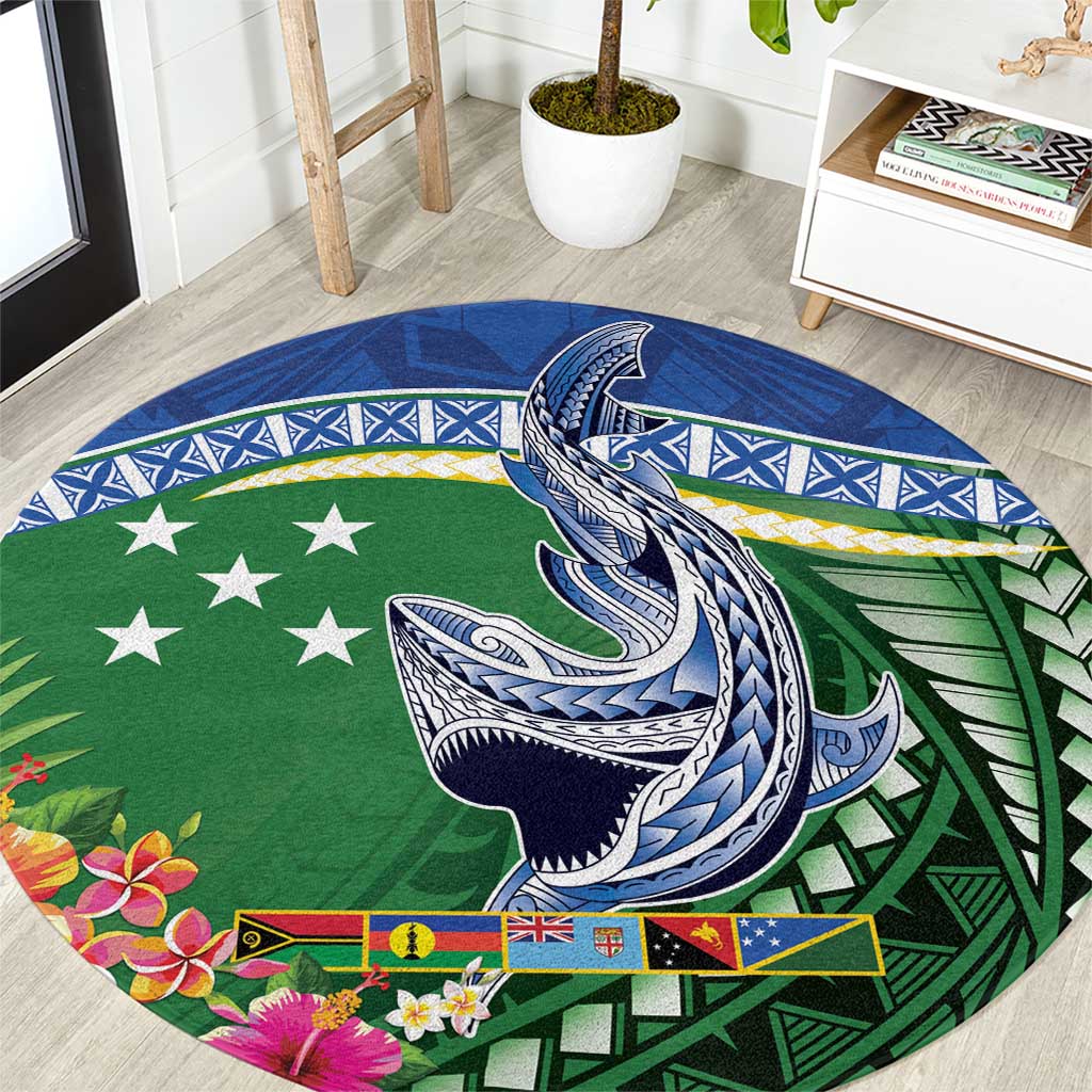 Melanesian Solomon Islands Round Carpet Tropical Shark Tattoo
