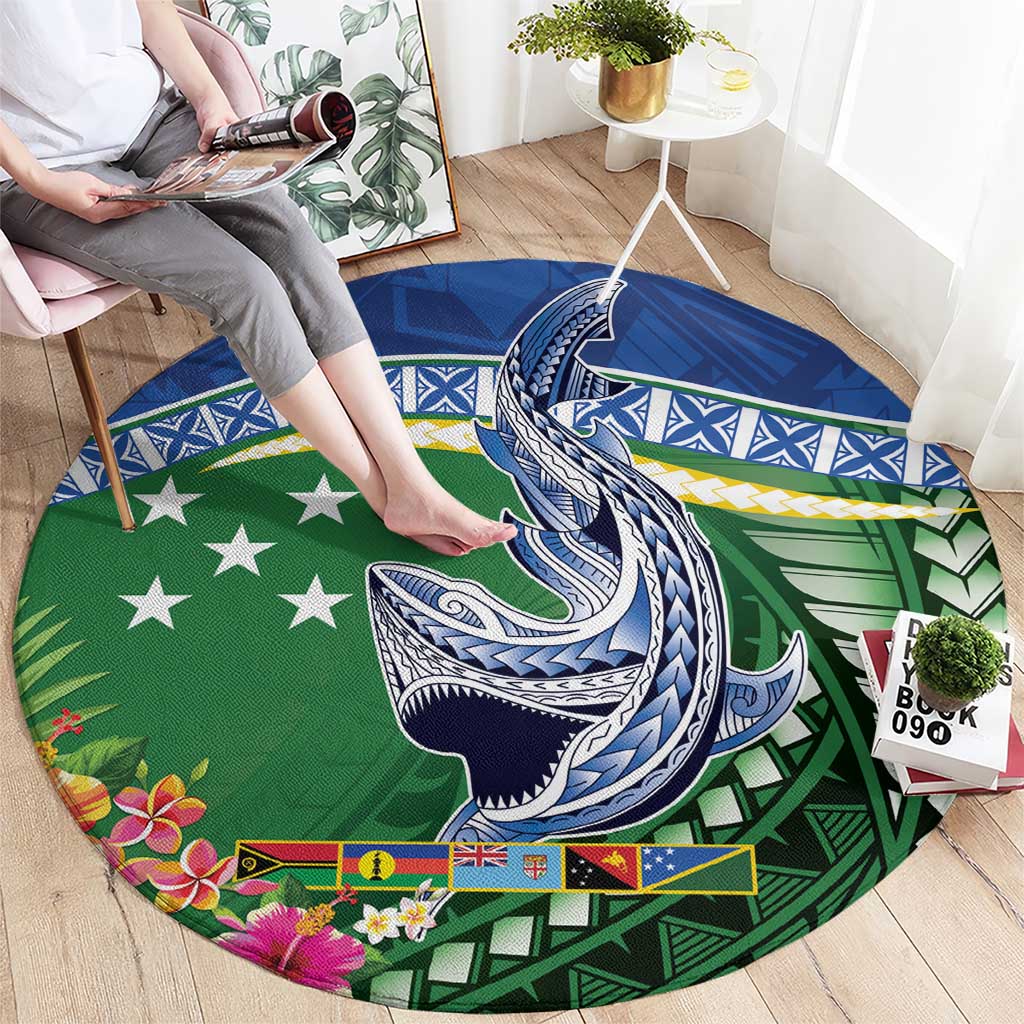 Melanesian Solomon Islands Round Carpet Tropical Shark Tattoo