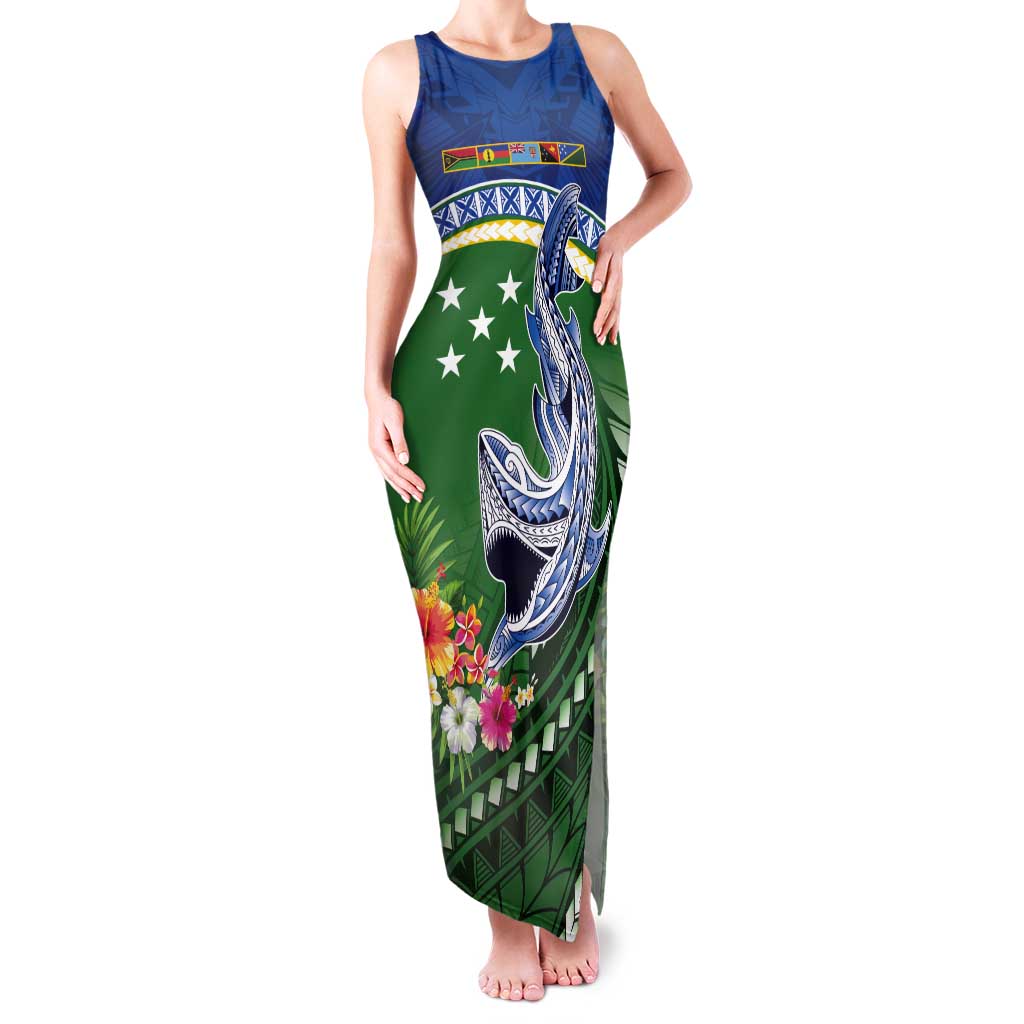 Melanesian Solomon Islands Tank Maxi Dress Tropical Shark Tattoo