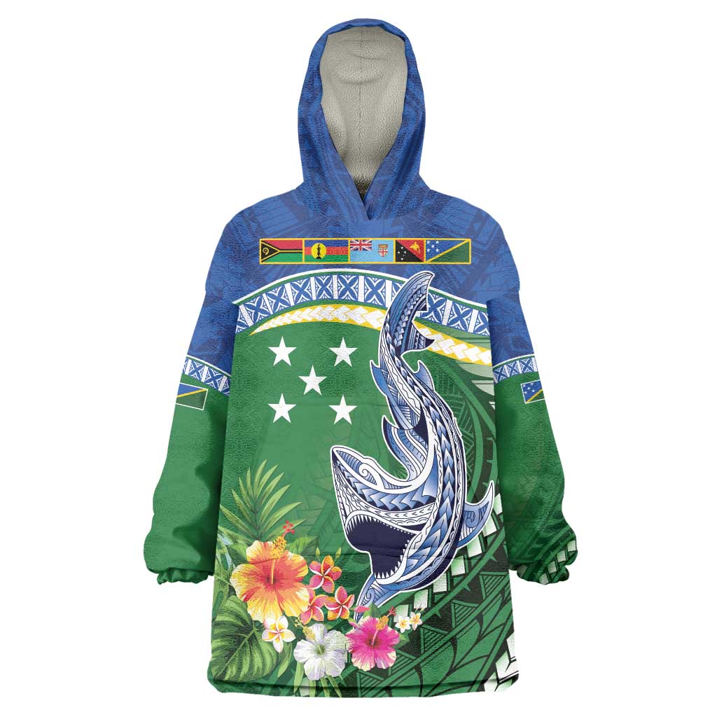 Melanesian Solomon Islands Wearable Blanket Hoodie Tropical Shark Tattoo