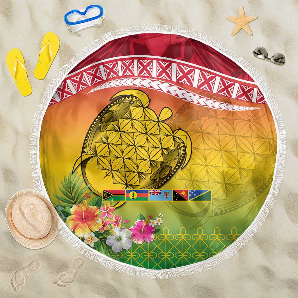 Melanesian Ni-Vanuatu Beach Blanket Sea Turtle with Sand Drawing Pattern LT9 One Size 150cm Reggae - Polynesian Pride
