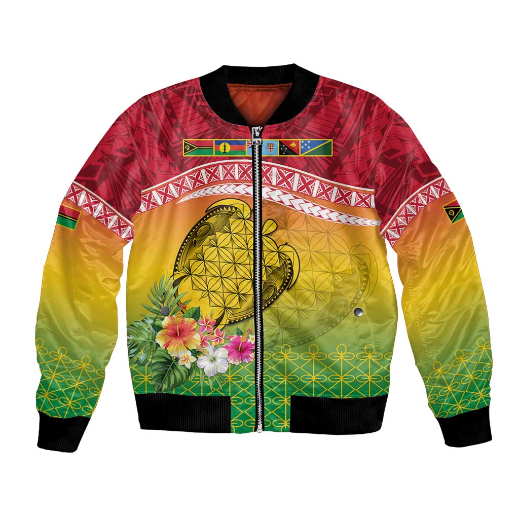 Melanesian Ni-Vanuatu Bomber Jacket Sea Turtle with Sand Drawing Pattern