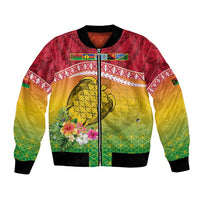 Melanesian Ni-Vanuatu Bomber Jacket Sea Turtle with Sand Drawing Pattern