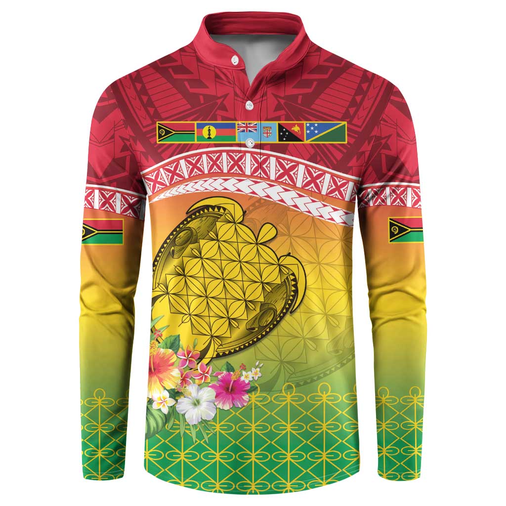 Melanesian Ni-Vanuatu Button Sweatshirt Sea Turtle with Sand Drawing Pattern LT9 Reggae - Polynesian Pride